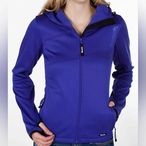 Bench‎ Garron two face active zip up hooded jacket size medium royal blue - Picture 1 of 15